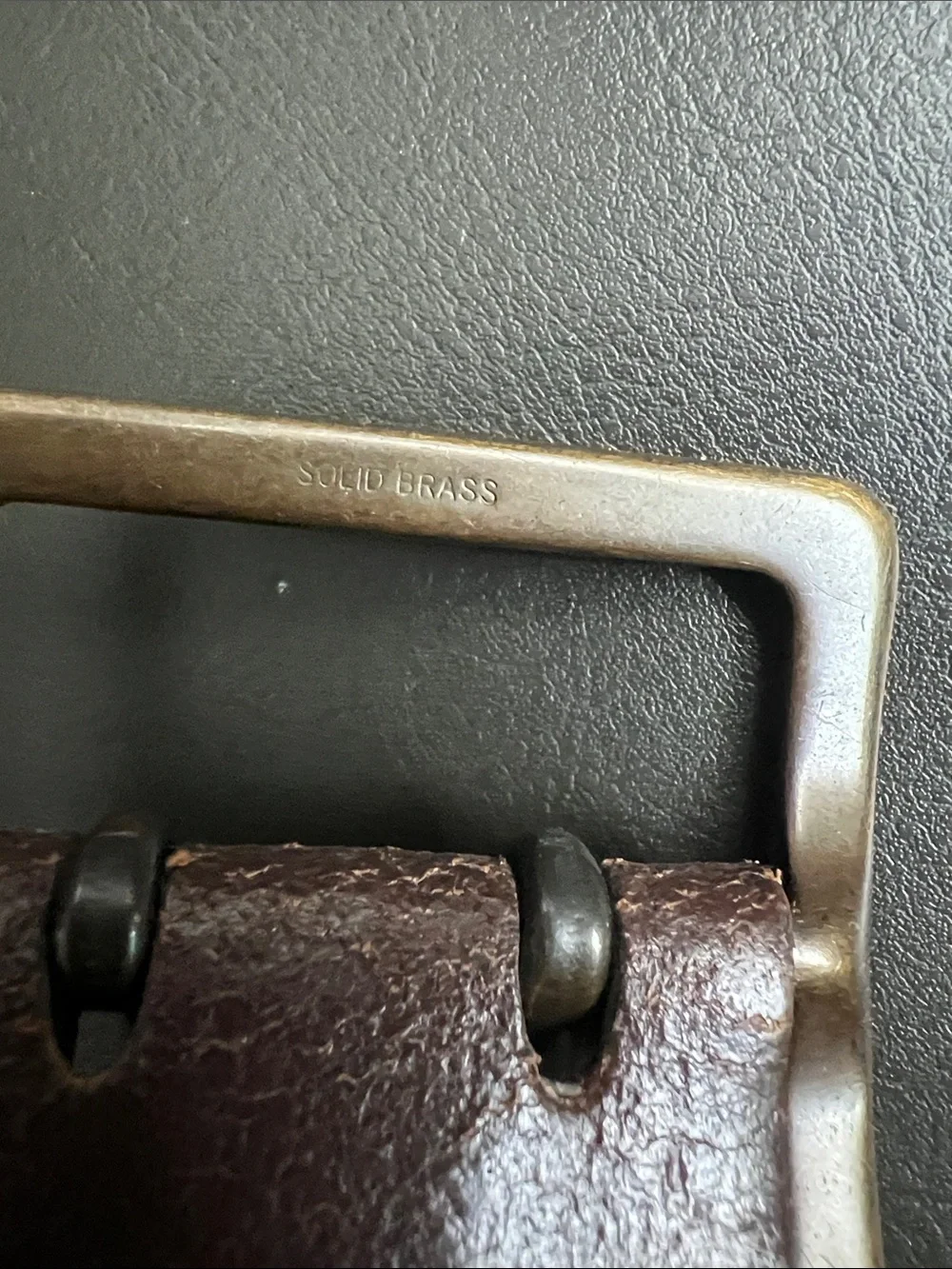 GAP 1990s Brown Leather Made in USA Studded Belt with Brass Accents Medium